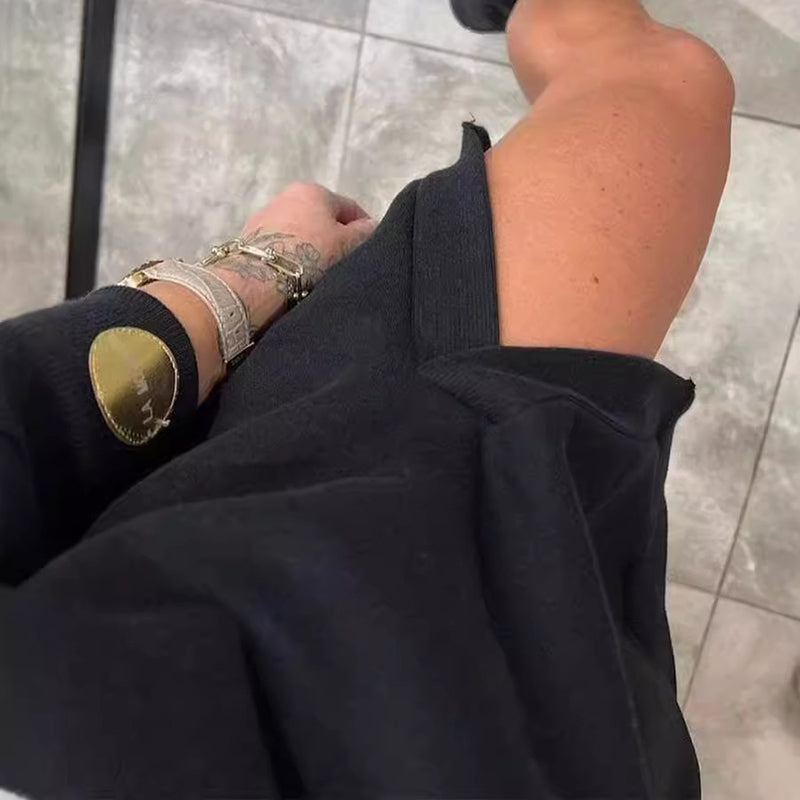 🍂Stylish Round-Neck Side-Slit Long-Sleeve Loose Midi Dress ✨