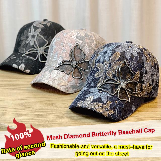🔥Hot Sale 49% Off🔥Mesh Diamond Butterfly Baseball Cap-(Great Sale⛄BUY 2 Get 10% OFF+Free Shipping)