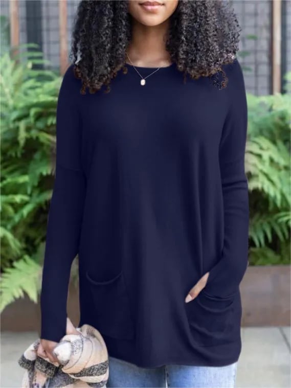 LONG SLEEVE THUMBHOLE SWEATER POCKET TUNIC💥
