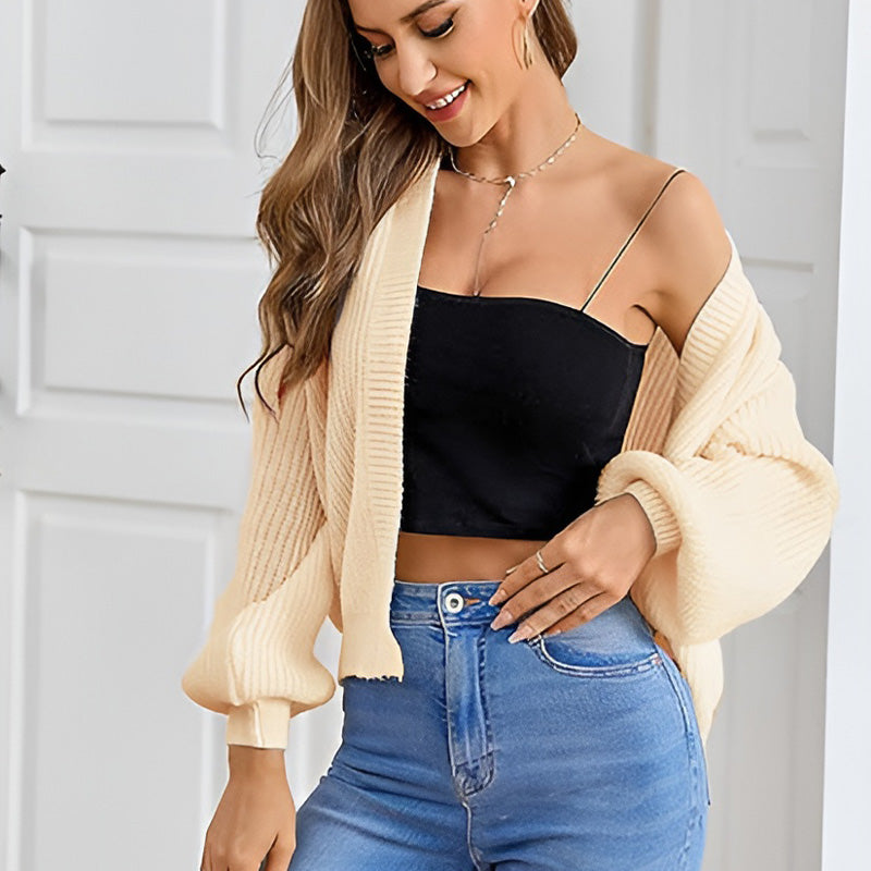 Knitted Oversize Contrast Color Cardigan