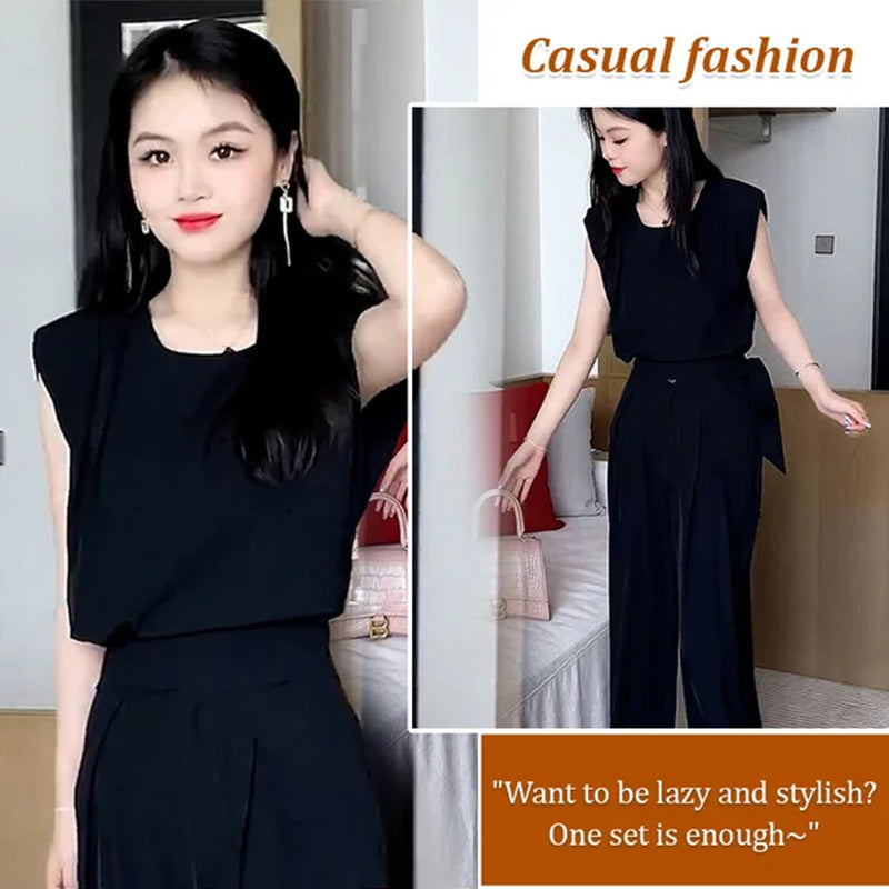 Fashion Sleeveless Wide-Legged Pants Set(Great Sale⛄BUY 2 Get 10% OFF + FREE SHIPPING)