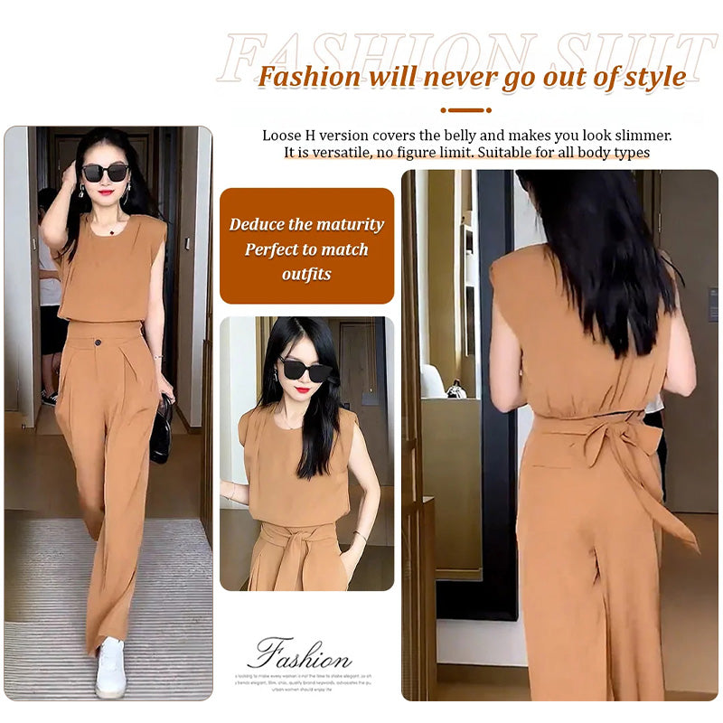Fashion Sleeveless Wide-Legged Pants Set(Great Sale⛄BUY 2 Get 10% OFF + FREE SHIPPING)