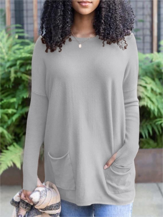 LONG SLEEVE THUMBHOLE SWEATER POCKET TUNIC💥