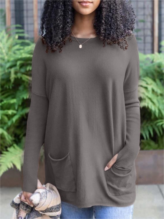 LONG SLEEVE THUMBHOLE SWEATER POCKET TUNIC💥