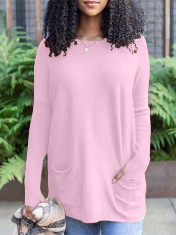 LONG SLEEVE THUMBHOLE SWEATER POCKET TUNIC💥
