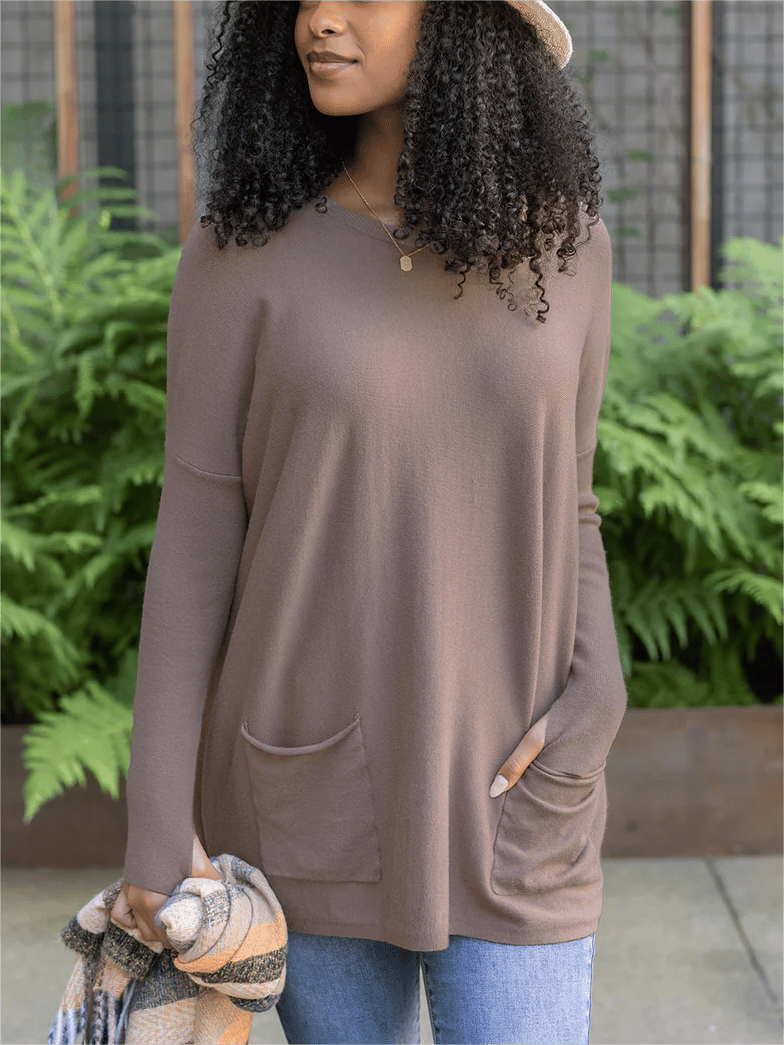 LONG SLEEVE THUMBHOLE SWEATER POCKET TUNIC💥
