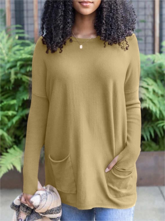 LONG SLEEVE THUMBHOLE SWEATER POCKET TUNIC💥