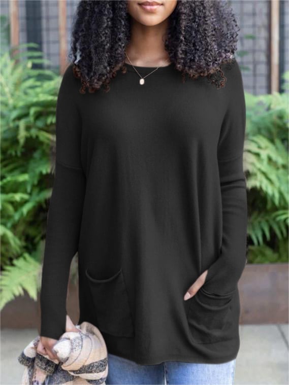 LONG SLEEVE THUMBHOLE SWEATER POCKET TUNIC💥