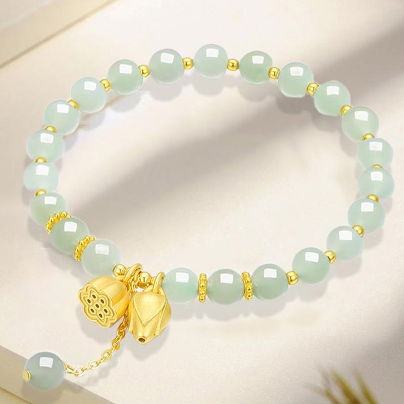 Lotus Flower Pendant Jade Bracelet