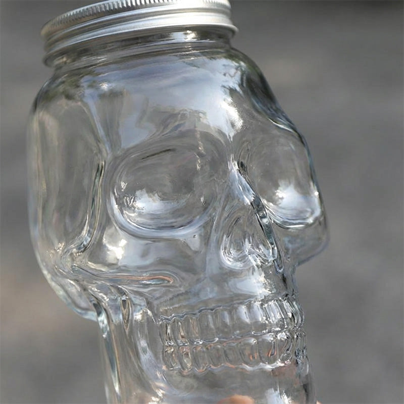 Skull Shaped Beverage Bottle with Lid