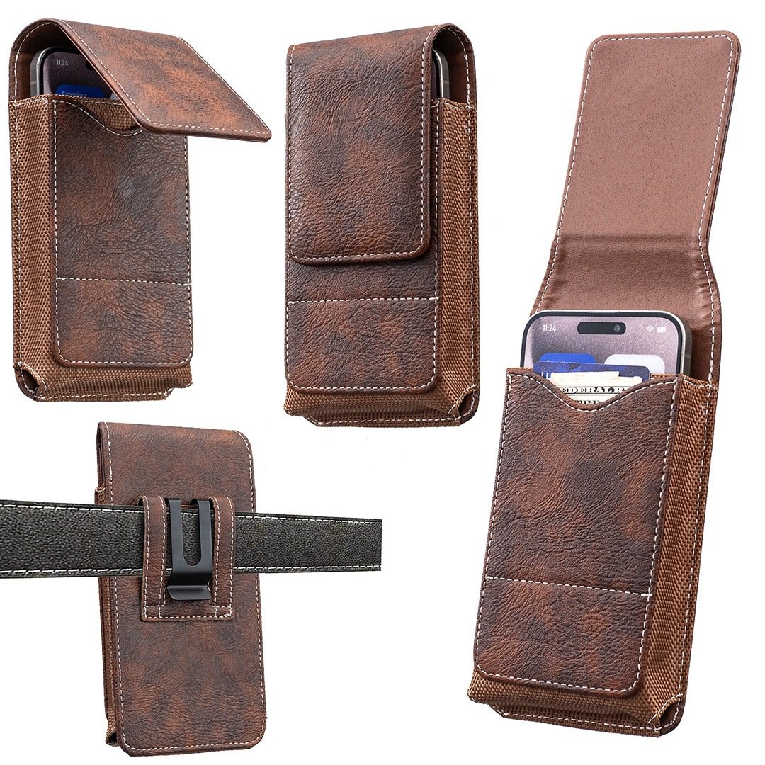 ⚡Waist Belt Cell Phone Pouch 📱 Multi-Pocket Leather Holster with Card Holder