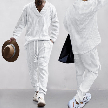 💥Men's 2-Piece V-Neck Baggy Sweatshirt & Joggers Set