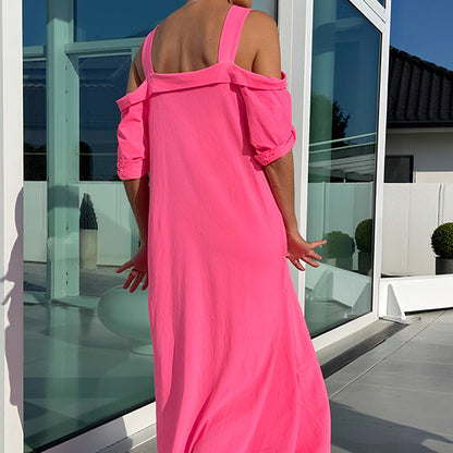 🏖️Summer Specials💃Women's Cold Shoulder Casual Maxi Dress