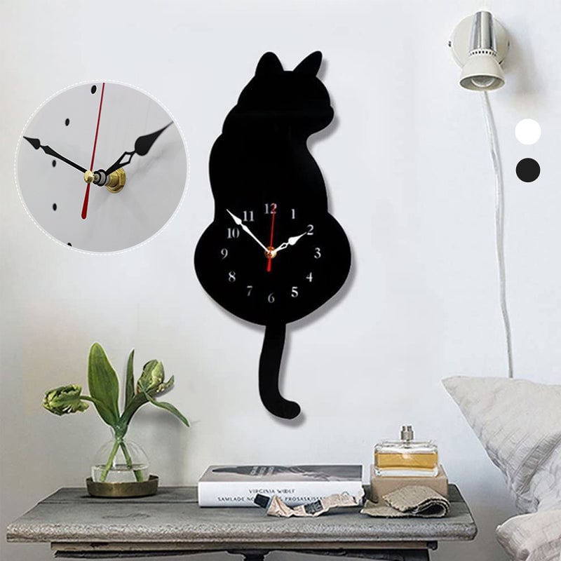 💖Nordic Cat Wagging Tail Wall Clock