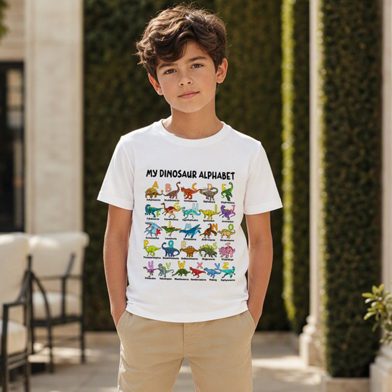 🦖👕Kids Dinosaur Alphabet Graphic T-Shirt