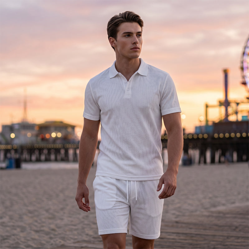 Men's Summer 2-Piece Collar Shirt & Shorts Set
