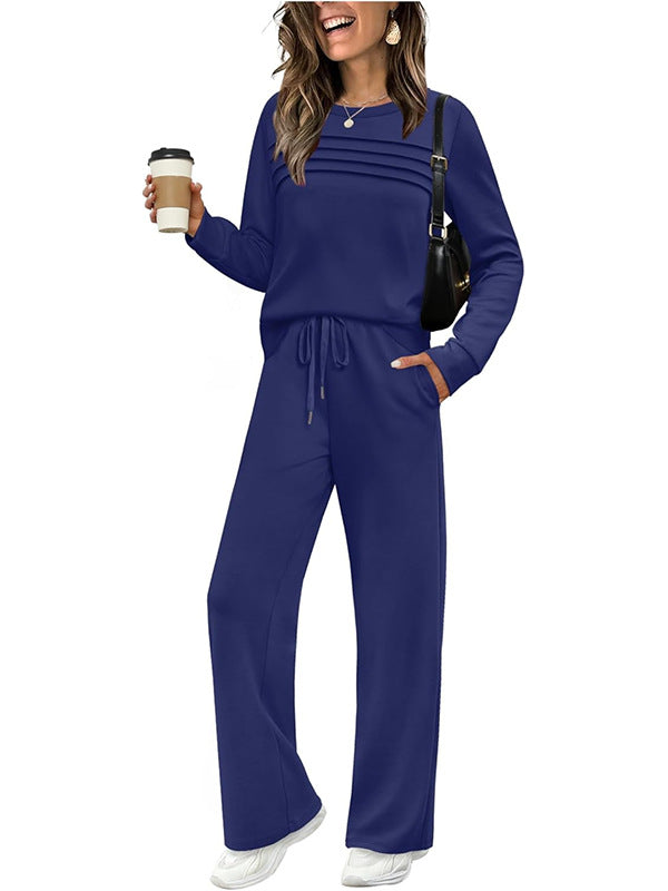 💐Women's Crew Neck Top & Drawstring Pants Set