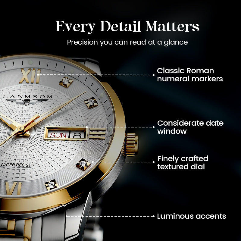 💥Men's Stainless Steel Waterproof Business Watch