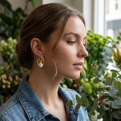 💎 Double Hoop Zirconia Earrings – Sparkling Ball, Lightweight, Secure Latch ✨