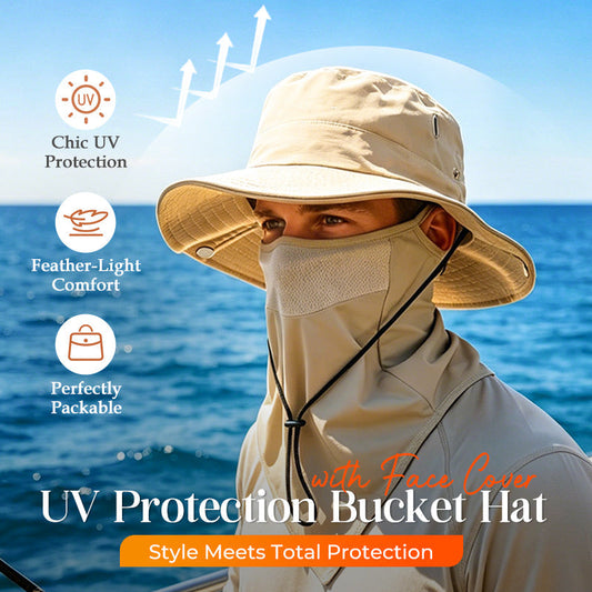 🎉 UV Protection Bucket Hat with Face Cover