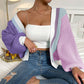 Knitted Oversize Contrast Color Cardigan