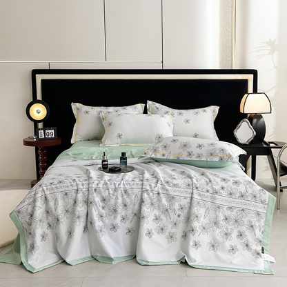 Cooling Breathable Floral Bed Sheet 4-Piece Set