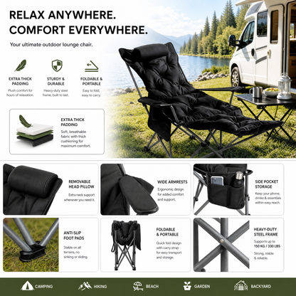 🪑🌿 Portable Adjustable Outdoor Folding Chair – Lightweight, Sturdy & Multi-Purpose  – Effortless to Carry & Set Up 🏕️✨