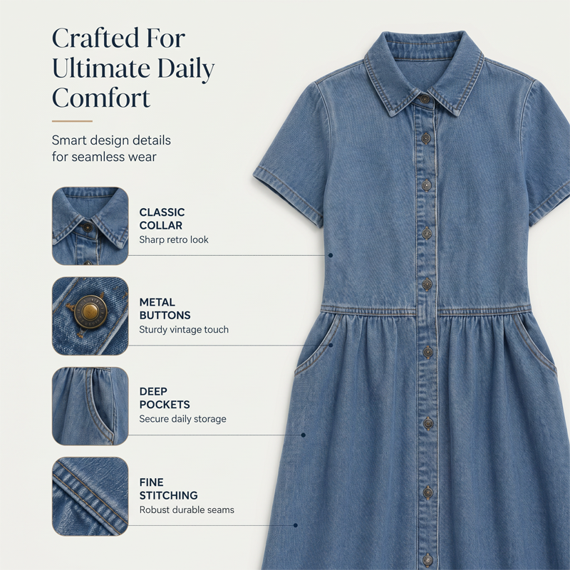 🔥Limited-time offer-Women's Elegant & Casual Denim Shirt Dress
