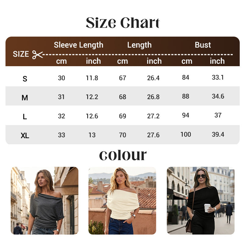 Women's Asymmetrical Off-Shoulder Batwing Sleeve Top👚