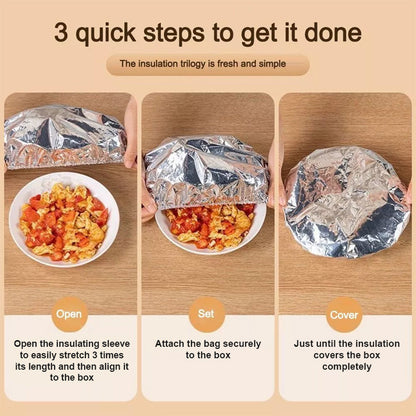🥡🍲 Aluminum Foil Heat-Retaining Cover – Locks heat for hours, microwave safe. Reusable, eco-friendly. Keep every meal hot! ♻️✨