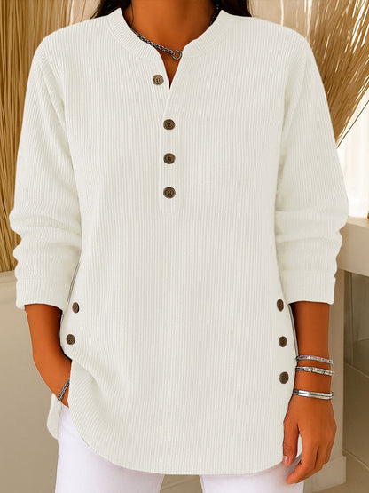 💃Women's Solid Color Crew Neck Long Sleeve Casual Loose Knit Pullover