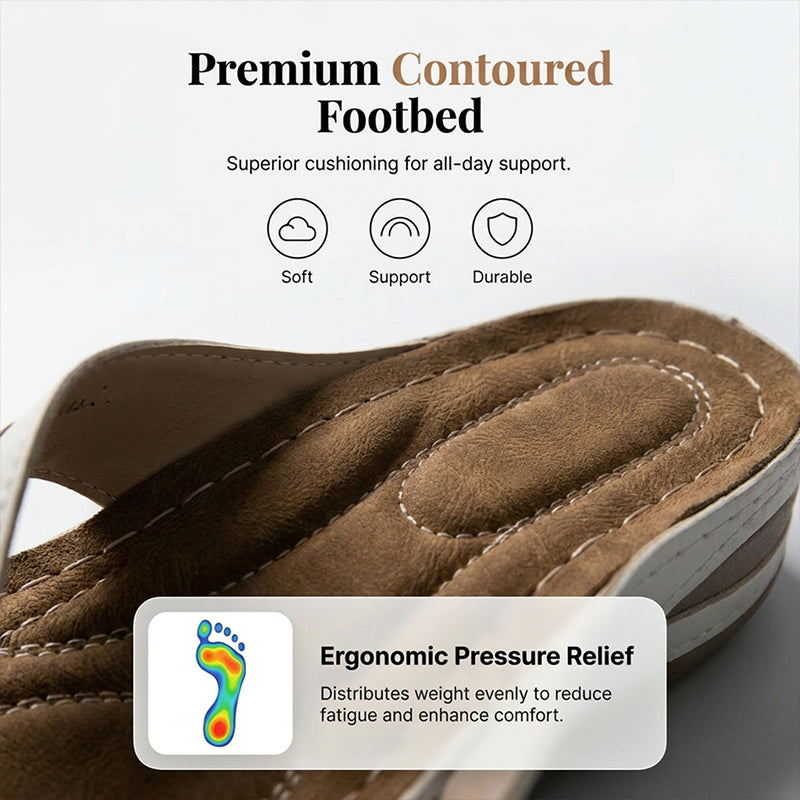🌸 Women's Floral Wedge Thong Sandals – Floral Accents, Cushioned Arch Support & Non-Slip Outsole ✨