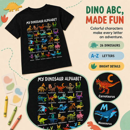 🦖👕Kids Dinosaur Alphabet Graphic T-Shirt