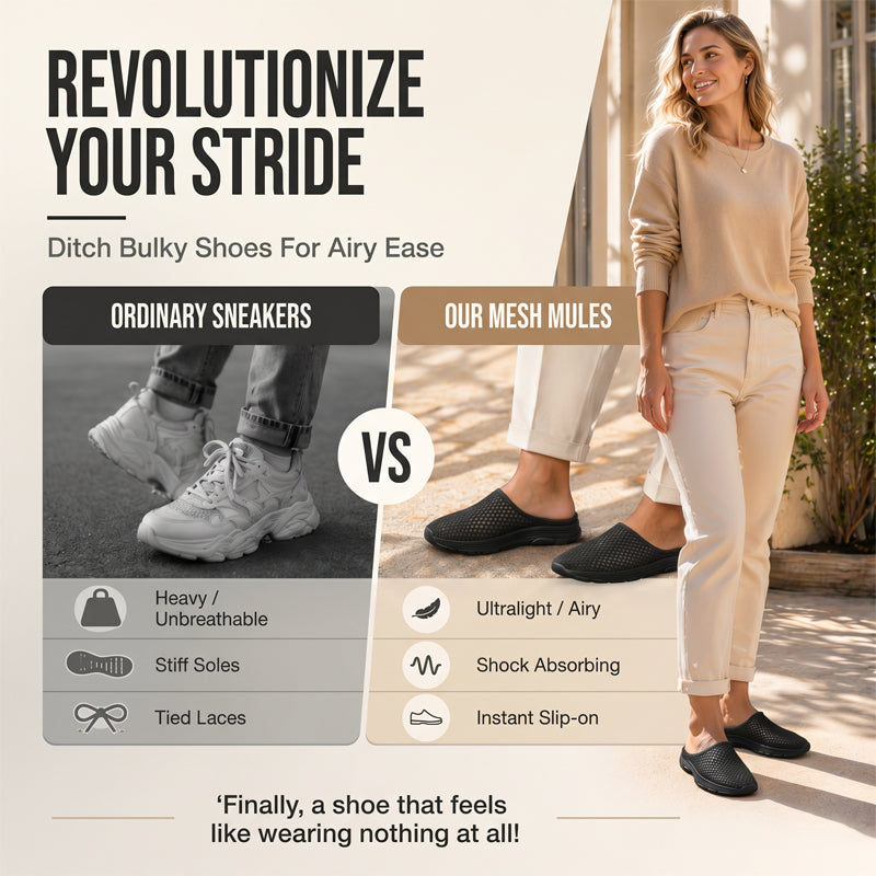 👟☁️Casual Comfort Breathable Mesh Slippers – Lightweight, airy, slip-on style – indoor & outdoor comfort. 🔥☀️