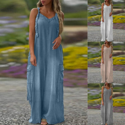💕Women's Loose Wide-Leg Jumpsuit with Pockets