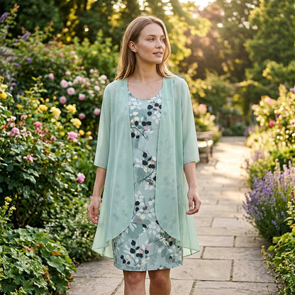 🔥Women's Elegant Chiffon Dress & Cardigan 2-Piece Set