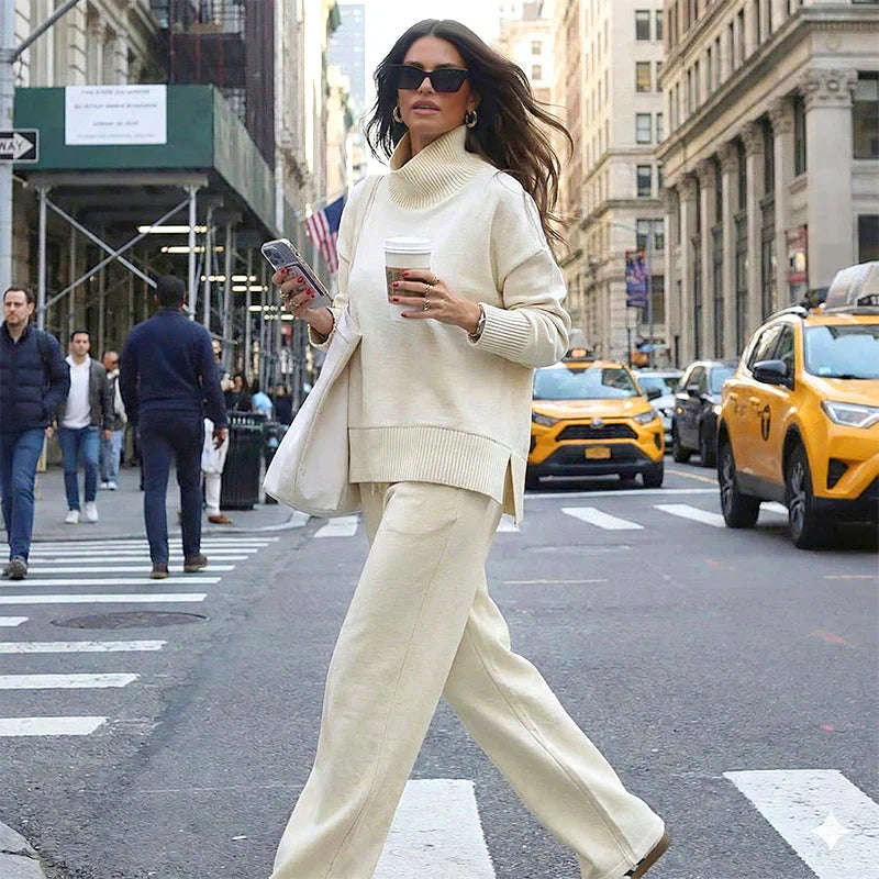 💥High-Neck Side-Zip Sweatshirt & Pants Set 👚👖