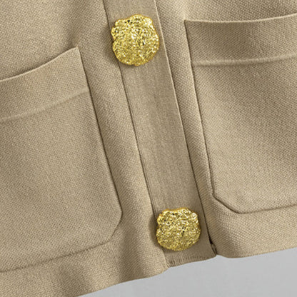 💕Gold Button Soft Knit Trouser Co-Ord