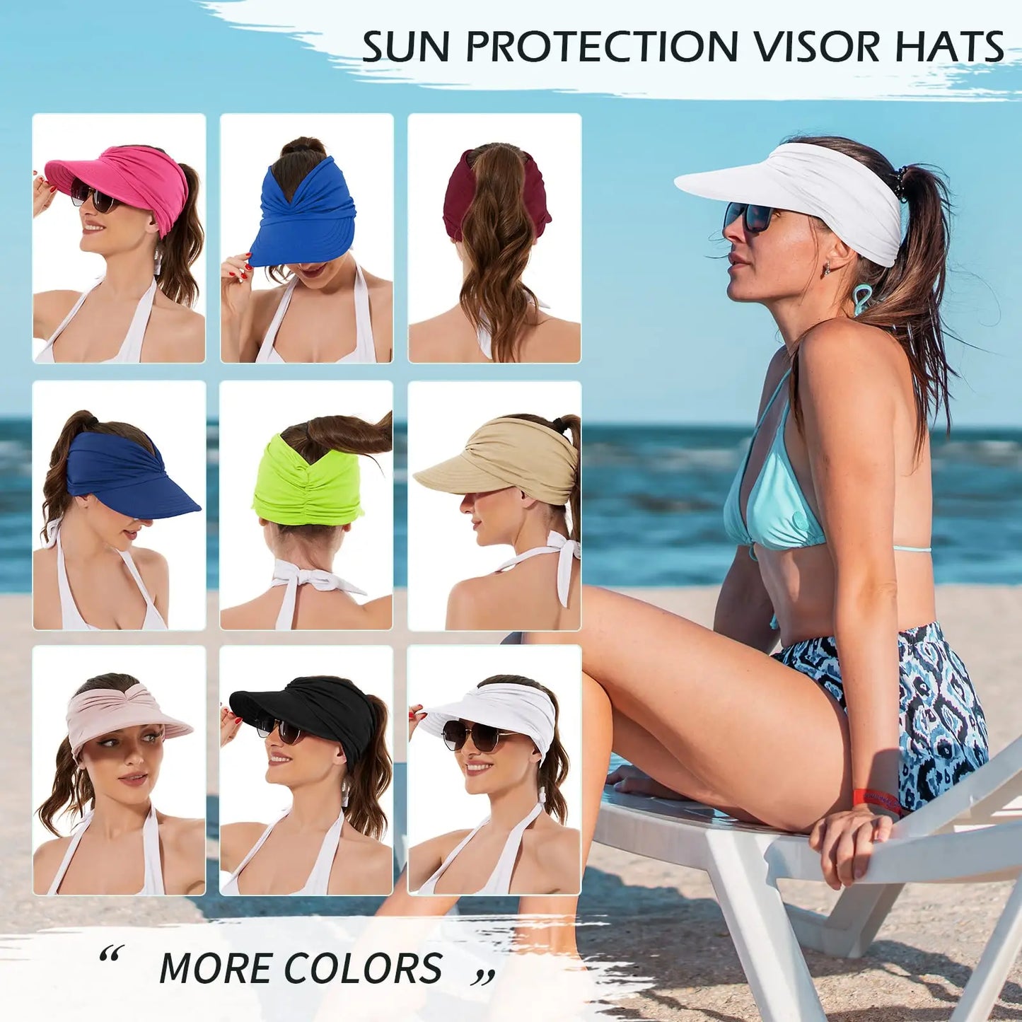 Women's UPF 50+ UV Protection Sun Visor Hat