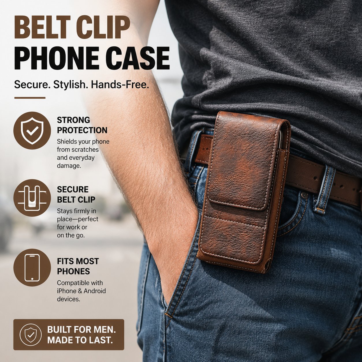 ⚡Waist Belt Cell Phone Pouch 📱 Multi-Pocket Leather Holster with Card Holder