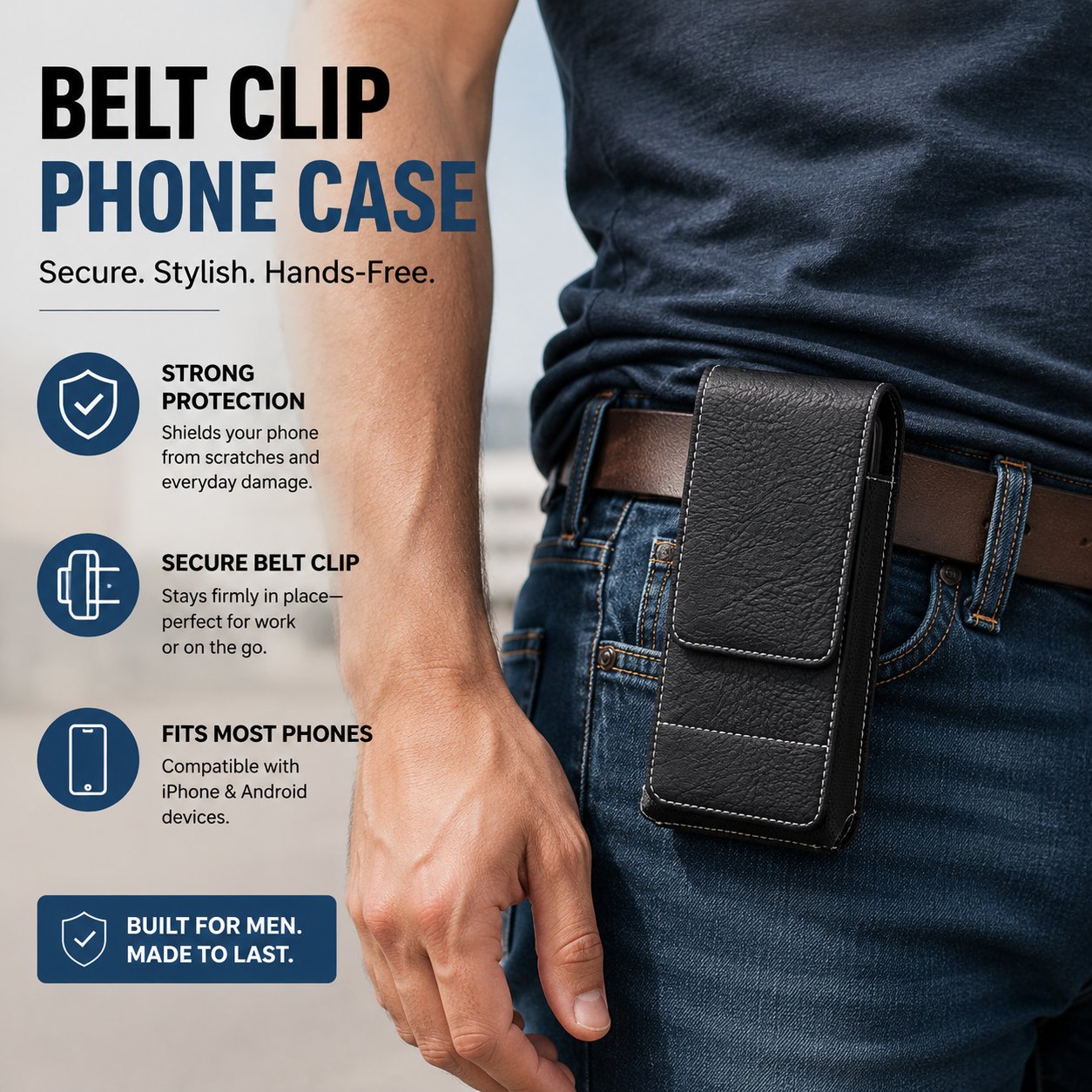 ⚡Waist Belt Cell Phone Pouch 📱 Multi-Pocket Leather Holster with Card Holder