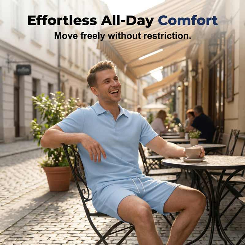 Men's Summer 2-Piece Collar Shirt & Shorts Set