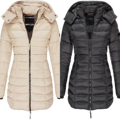 🔥FREE SHIPPING🔥Winter women's mid-length padded jacket warm  hooded jacket