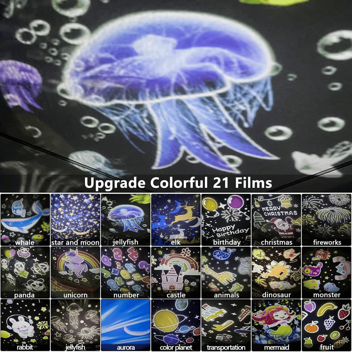 🎃👻 Children's Night Light Projector With 15 Films 🔋Type-C charging