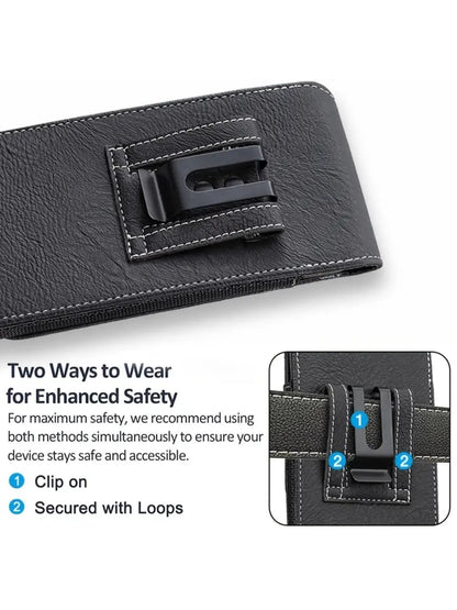 ⚡Waist Belt Cell Phone Pouch 📱 Multi-Pocket Leather Holster with Card Holder