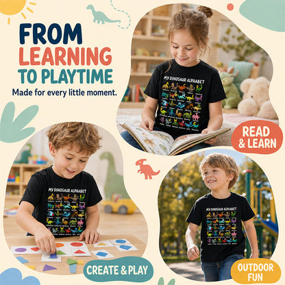 🦖👕Kids Dinosaur Alphabet Graphic T-Shirt