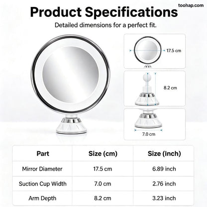 ⏳🔥LIMITED-TIME 50% OFF! ⏰💄10X Magnifying LED Makeup Mirror, Suction Mounted Illuminated Mirror For Skincare & Cosmetic Application💄