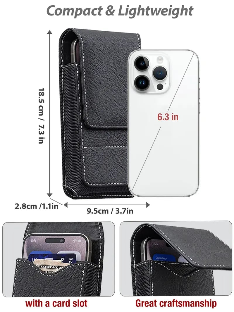 ⚡Waist Belt Cell Phone Pouch 📱 Multi-Pocket Leather Holster with Card Holder