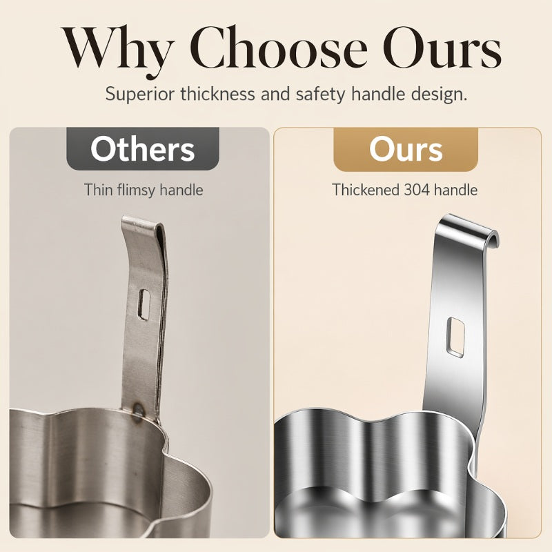 🥚🍳304 Stainless Steel Egg Ring Mold – Fun Breakfast Shapes, Leak-Resistant Flat Base & Easy-Release Design