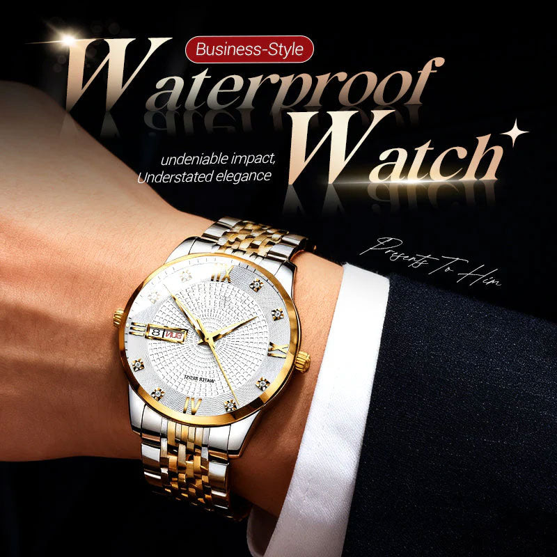 💥Men's Stainless Steel Waterproof Business Watch